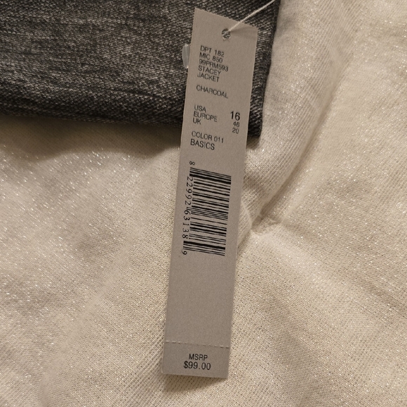 Preston & York Gray and Black Blazer Modern Collarless Design - Picture 6 of 11